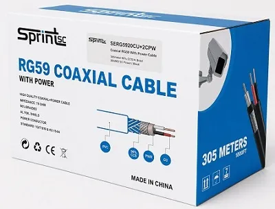 [Sprint Premium] SprintSc, Siamese RG59 CCTV Camera Cable  23AWG, Fully Copper (SARG5923CUALP2)