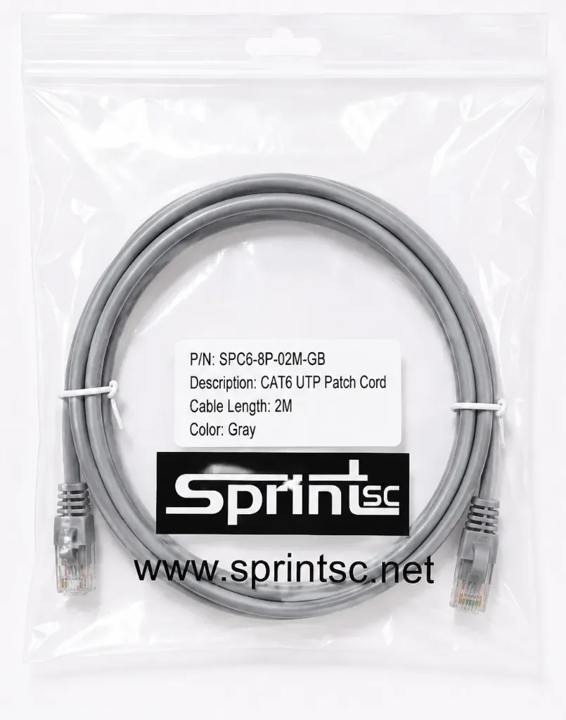 SprintSc, Cat.6 UTP Patch Cord 02m, Grey (SPC68P02MGB)