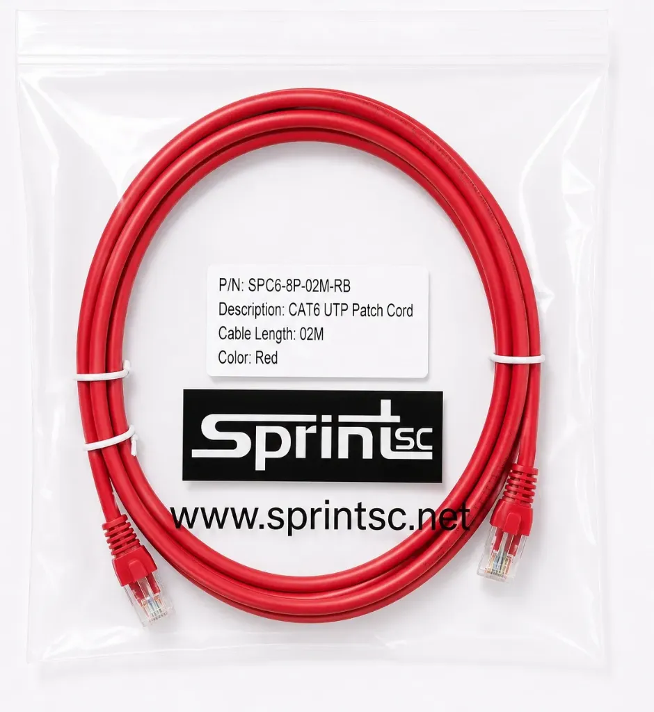SprintSc, Cat.6 UTP Patch Cord 02m, Red (SPC68P02MRB)