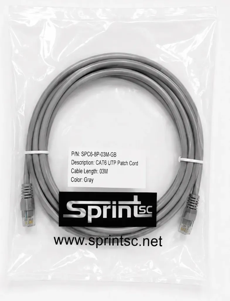 SprintSc, Cat.6 UTP Patch Cord 03m, Grey (SPC68P03MGB)