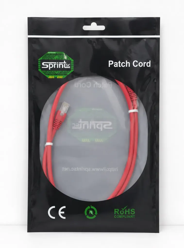 SprintSc, Cat.6A U/FTP Patch Cord, 10 Gigabit, Stranded 26AWG 4P PVC, 01M Red (SHCF68P01MR)