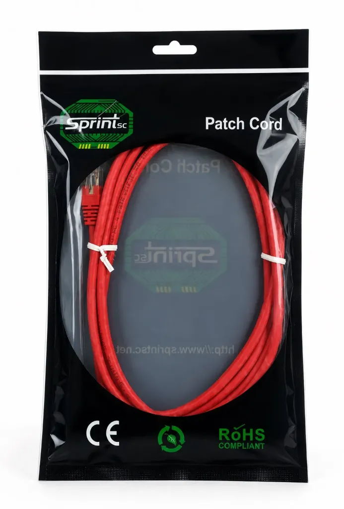 SprintSc, Cat.6A U/FTP Patch Cord, 10 Gigabit, Stranded 26AWG 4P PVC, 02M Red (SHCF68P02MR)