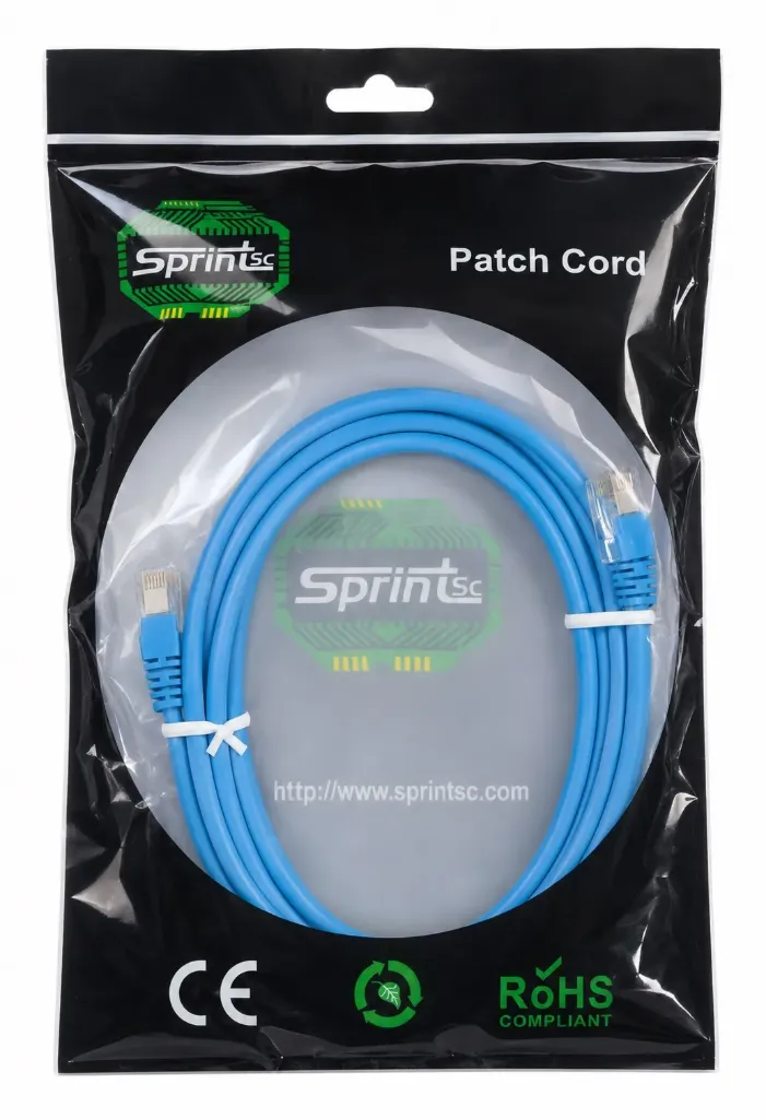 SprintSc, Cat.6A U/FTP Patch Cord, 10 Gigabit, Stranded 26AWG 4P PVC, 03M Blue (SHCF68P03MB)