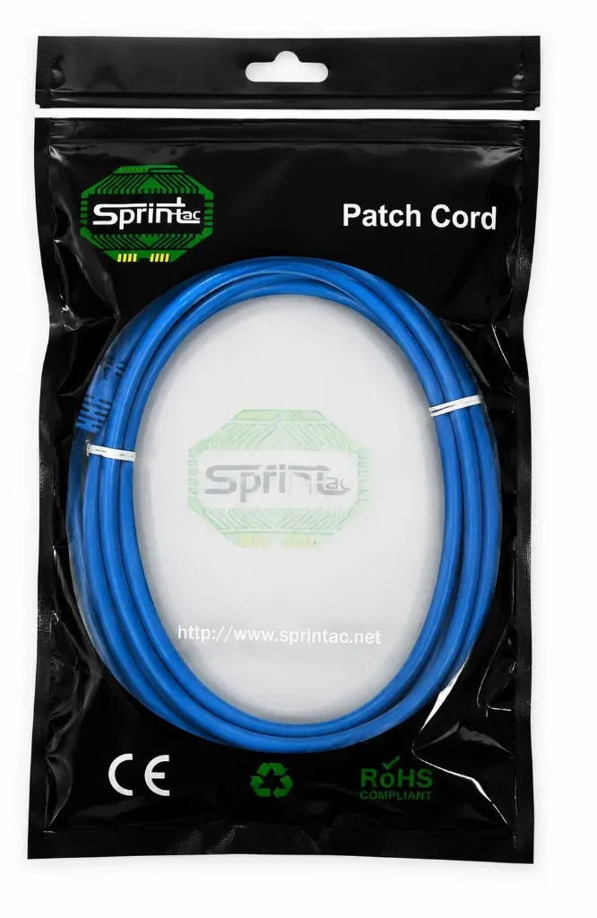 SprintSc, Cat.6A S/FTP Patch Cord, 10 Gigabit, Stranded 26AWG 4P LSZH, 02M Blue (SHCSL6A8P02MB)
