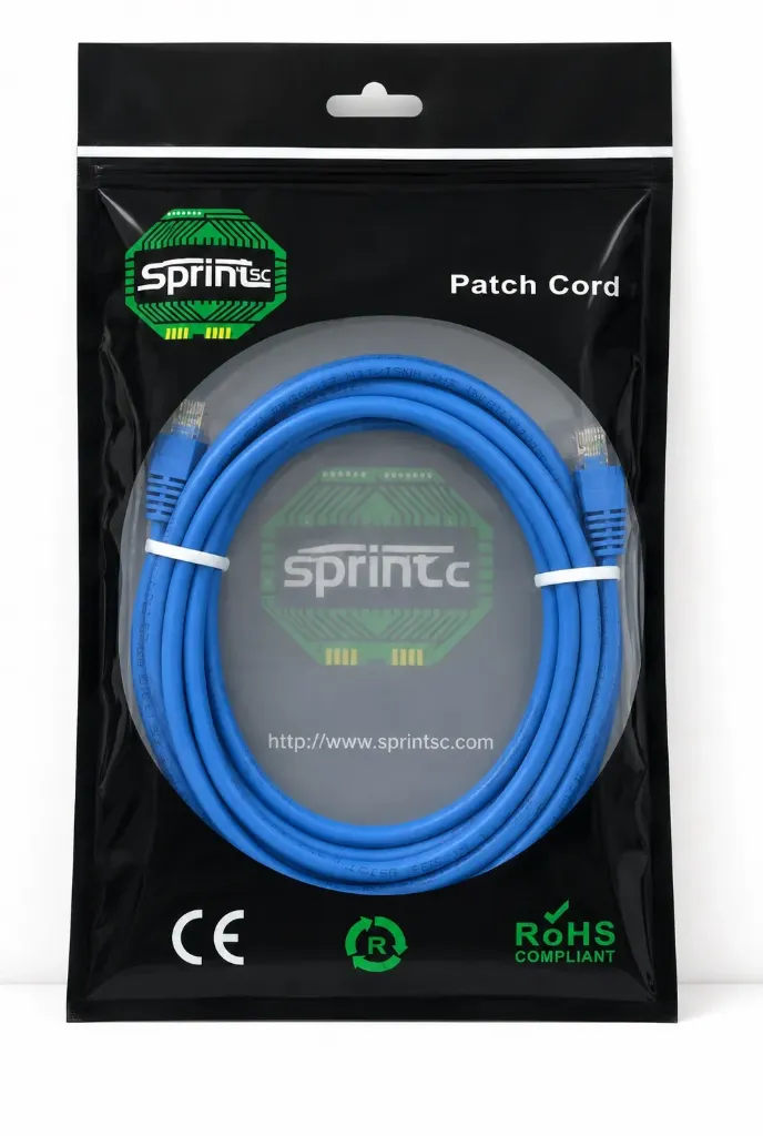 SprintSc, Cat.6A S/FTP Patch Cord, 10 Gigabit, Stranded 26AWG 4P LSZH, 03M Blue (SHCSL6A8P03MB)