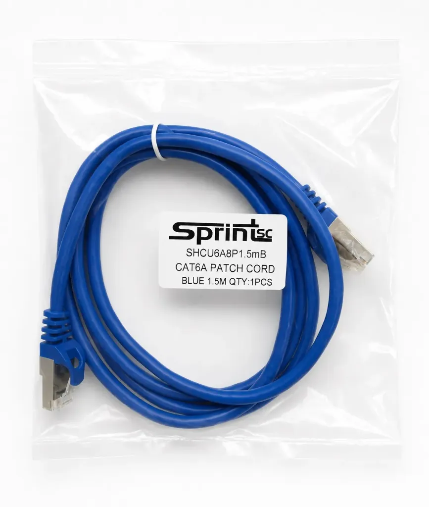SprintSc, Cat.6A, U/UTP Patch Cord, 10 Gigabit, Stranded 24AWG 4P, 1.5M Blue (SHCU6A8P1.5MB)