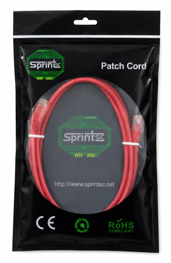 SprintSc, Cat.6A, U/UTP Patch Cord, 10 Gigabit, Stranded 24AWG 4P, 02M Red (SHCU6A8P02MR)