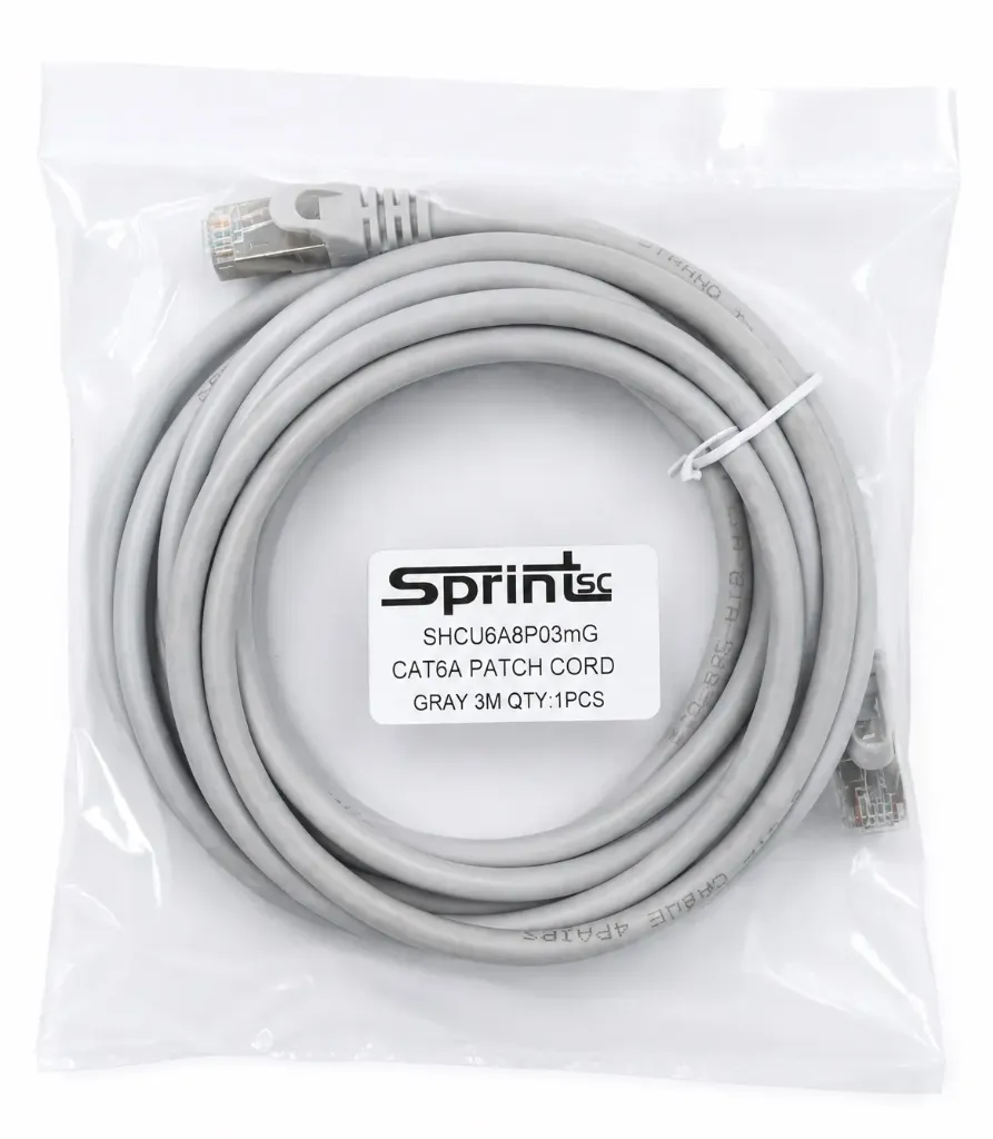 SprintSc, Cat.6A, U/UTP Patch Cord, 10 Gigabit, Stranded 24AWG 4P, 03M Grey (SHCU6A8P03MG)
