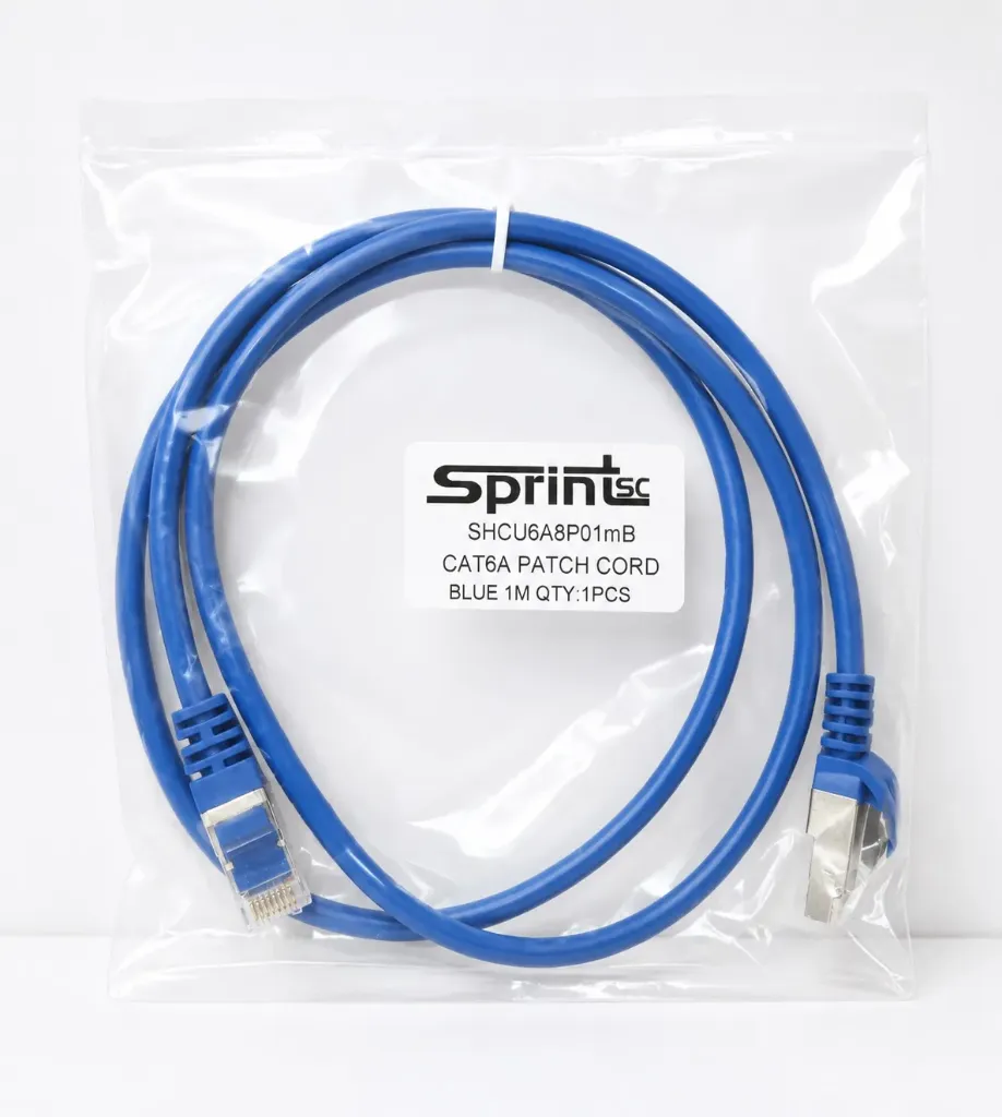 SprintSc, Cat.6A, U/UTP Patch Cord, 10 Gigabit, (Conector FTP) Stranded 24AWG 4P, 01M Blue (SHCU6A8P01MB)