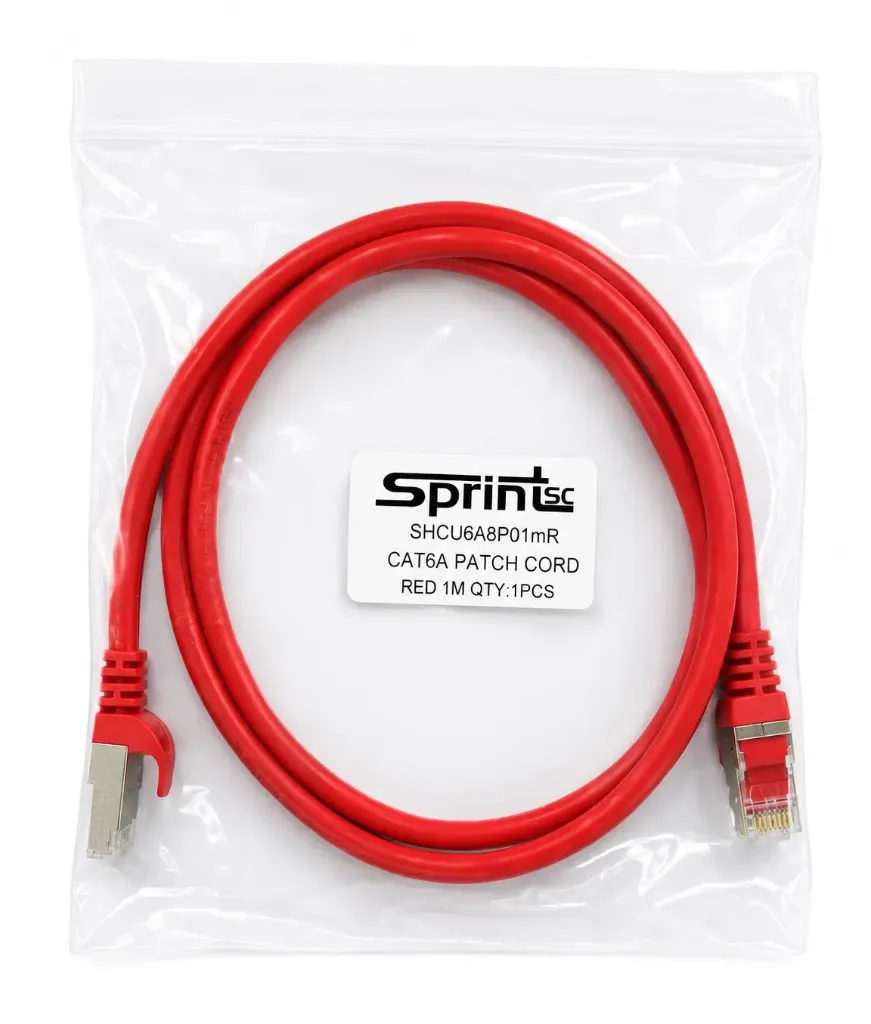 SprintSc, Cat.6A, U/UTP Patch Cord, 10 Gigabit, (Conector FTP) Stranded 24AWG 4P, 01M Red (SHCU6A8P01MR)