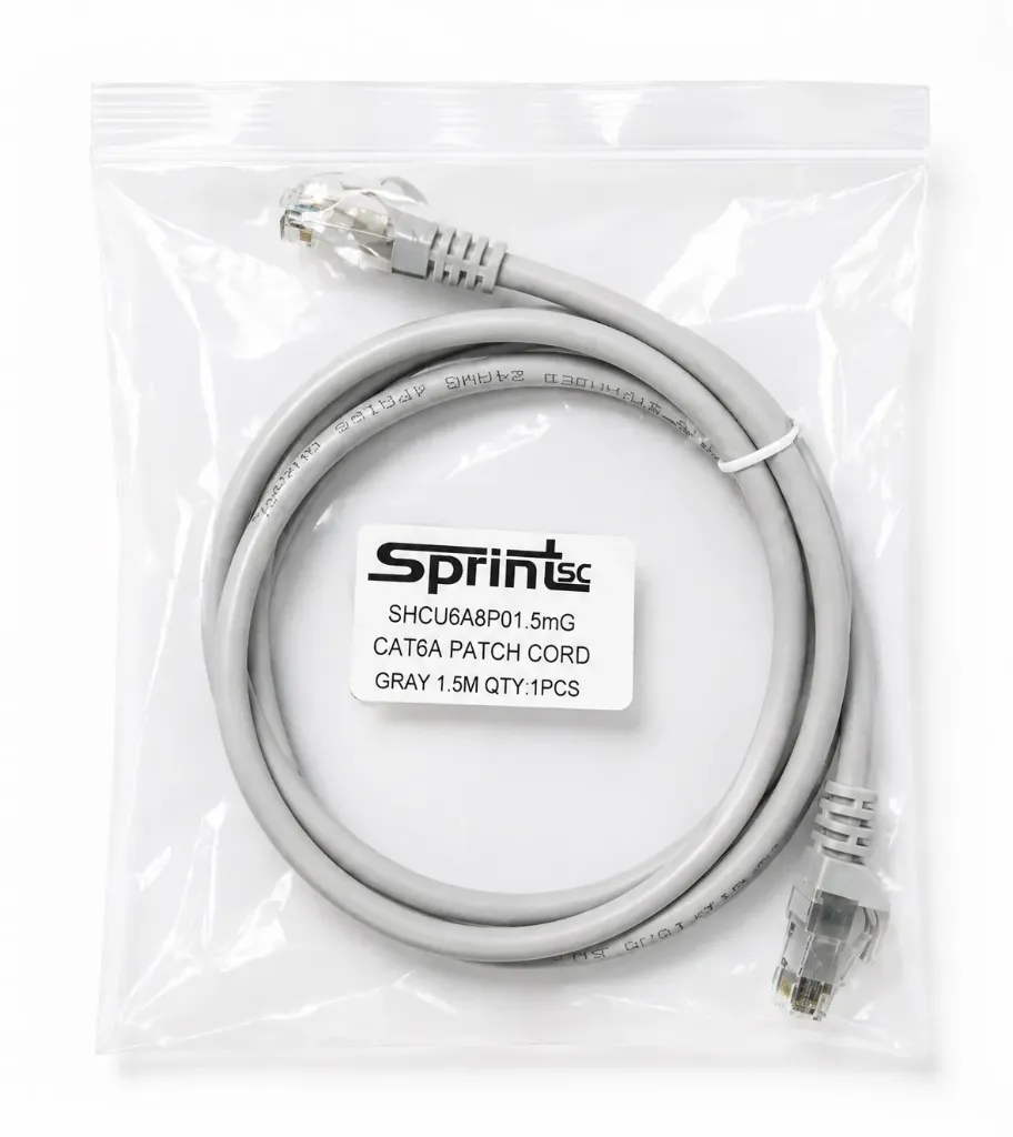 SprintSc, Cat.6A, U/UTP Patch Cord, 10 Gigabit, (Conector FTP) Stranded 24AWG 4P, 1.5M Grey (SHCU6A8P1.5MG)