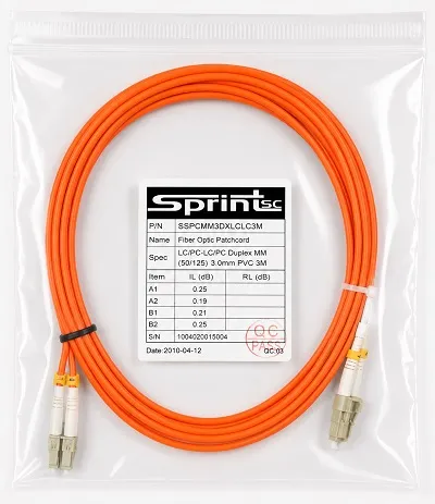 [Sprint Premium] SprintSc, Fiber Patch Cord, LC-LC, 3M, 3.0mm Multimode 50/125um Duplex PVC (SSPCMM3DXLCLC3M)