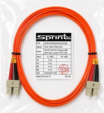 [Sprint Premium] SprintSc, Fiber Patch Cord, SC-SC, 3M, 3.0mm Multimode 50/125um Duplex PVC (SSPCMM3DXSCSC3M)