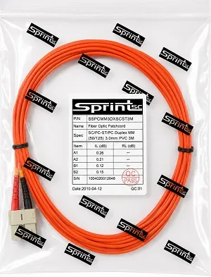 [Sprint Premium] SprintSc, Fiber Patch Cord, SC-ST, 3M, 3.0mm Multimode 50/125um Duplex PVC (SSPCMM3DXSCST3M)
