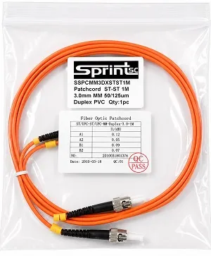[Sprint Premium] SprintSc, Fiber Patch Cord, ST-ST, 1M, 3.0mm Multimode 50/125um Duplex PVC (SSPCMM3DXSTST1M)
