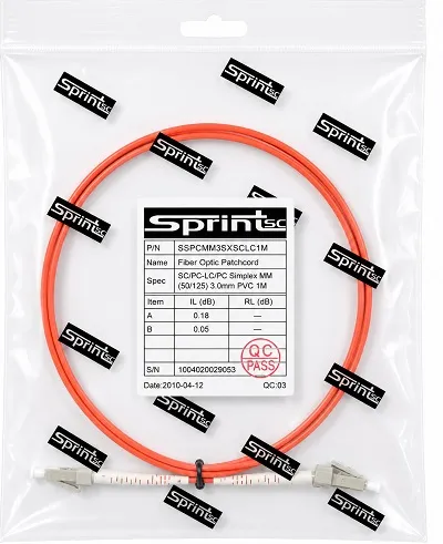 SprintSc, Fiber Patch Cord, SC-LC, 1M, 3.0mm Multimode 50/125um Simplex PVC (SSPCMM3SXSCLC1M)