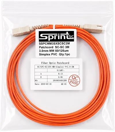 [Sprint Premium] SprintSc, Fiber Patch Cord, SC-SC, 3M, 3.0mm Multimode 50/125um Simplex PVC (SSPCMM3SXSCSC3M)