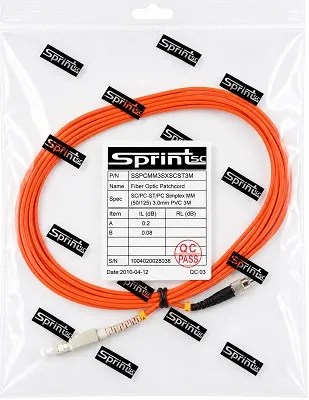 SprintSc, Fiber Patch Cord, SC-ST, 3M, 3.0mm Multimode 50/125um Simplex PVC (SSPCMM3SXSCST3M)