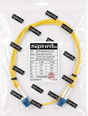 [Sprint Premium] SprintSc, Fiber Patch Cord, LC-LC,1M,3.0mm Single mode 9/125um Duplex PVC (SSPCSM3DXLCLC1M)