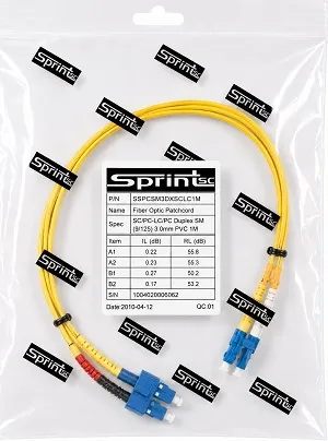 [Sprint Premium] SprintSc, Fiber Patch Cord, SC-LC, 1M, 3.0mm Single mode 9/125um Duplex PVC (SSPCSM3DXSCLC1M)