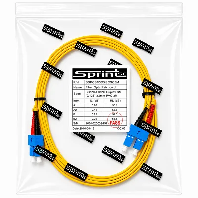 [Sprint Premium] SprintSc, Fiber Patch Cord,  SC-SC, 3M, 3.0mm Single mode 9/125um Duplex PVC (SSPCSM3DXSCSC3M)