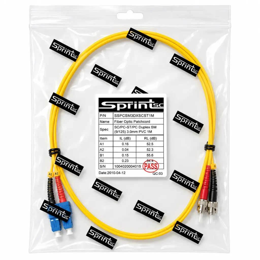 [Sprint Premium] SprintSc, Fiber Patch Cord, SC-ST, 1M, 3.0mm Single mode 9/125um Duplex PVC (SSPCSM3DXSCST1M)