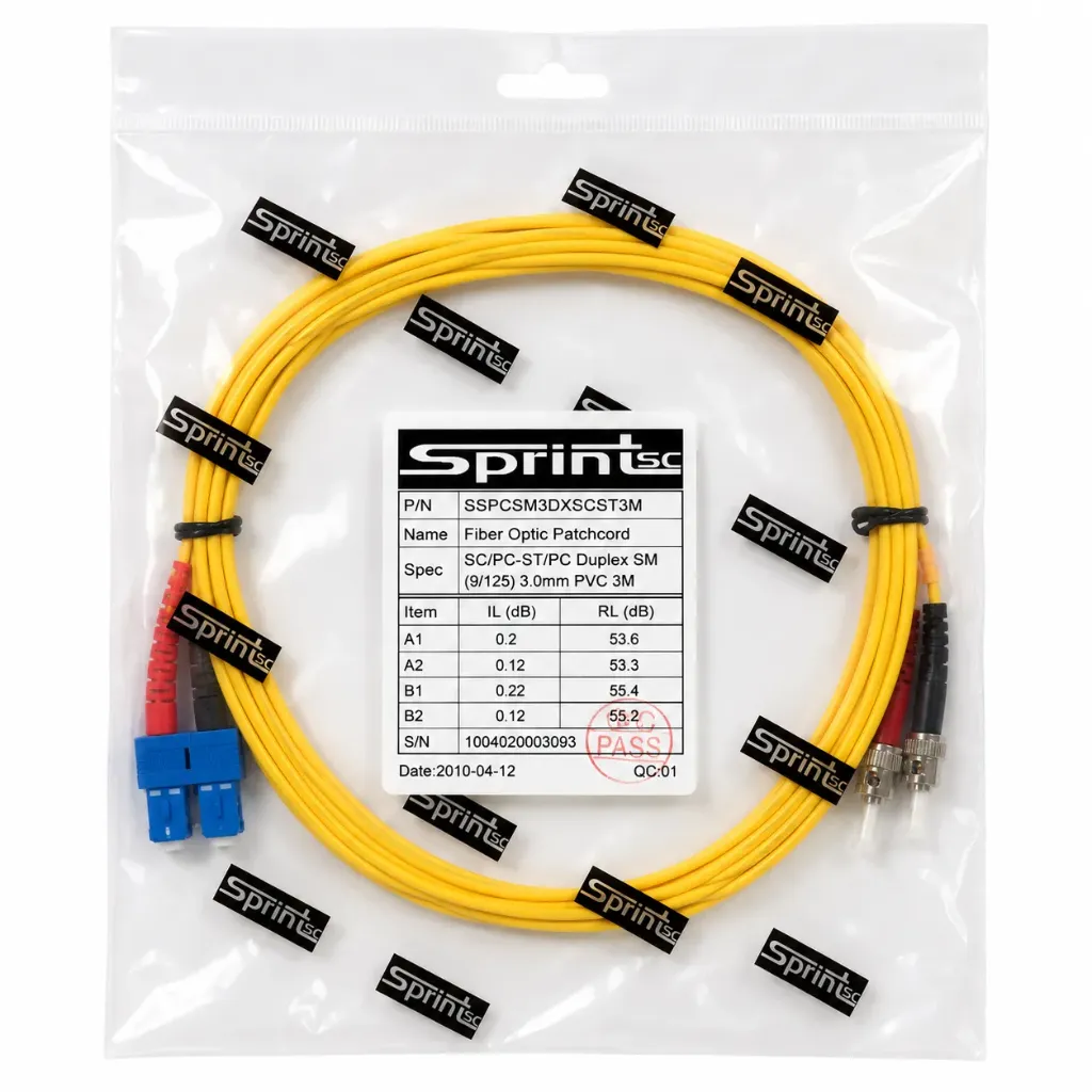 [Sprint Premium] SprintSc, Fiber Patch Cord, SC-ST, 3M, 3.0mm Single mode 9/125um Duplex PVC (SSPCSM3DXSCST3M)
