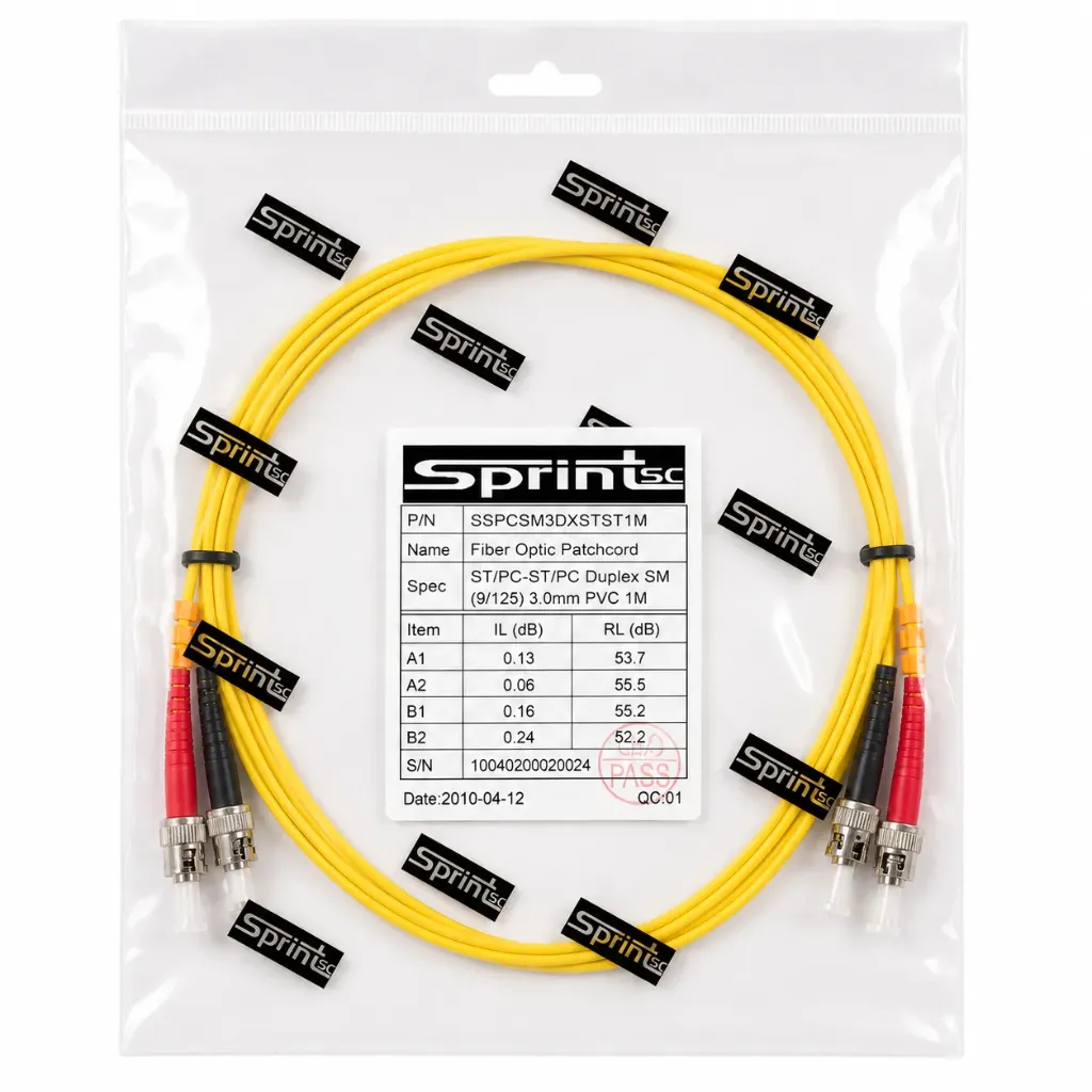[Sprint Premium] SprintSc, Fiber Patch Cord, ST-ST, 1M, 3.0mm Single mode 9/125um Duplex PVC (SSPCSM3DXSTST1M)