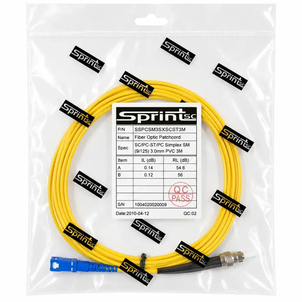 SprintSc, Fiber Patch Cord, SC-ST, 3M, 3.0mm Single mode 9/125um Simplex PVC (SSPCSM3SXSCST3M)