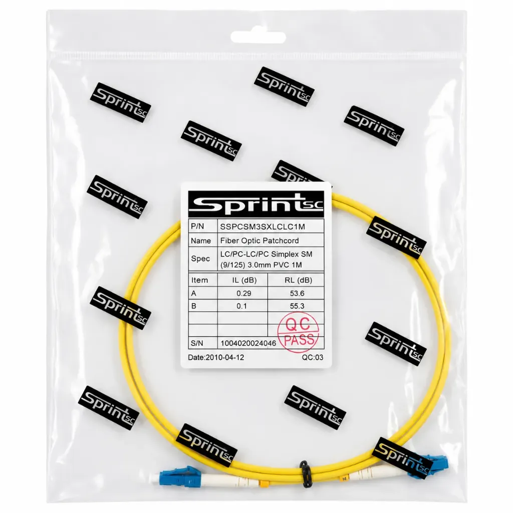 SprintSc, Fiber Patch Cord, LC-LC, 1M, 3.0mm Singlemode 9/125um Simplex PVC (SSPCSM3SXLCLC1M)