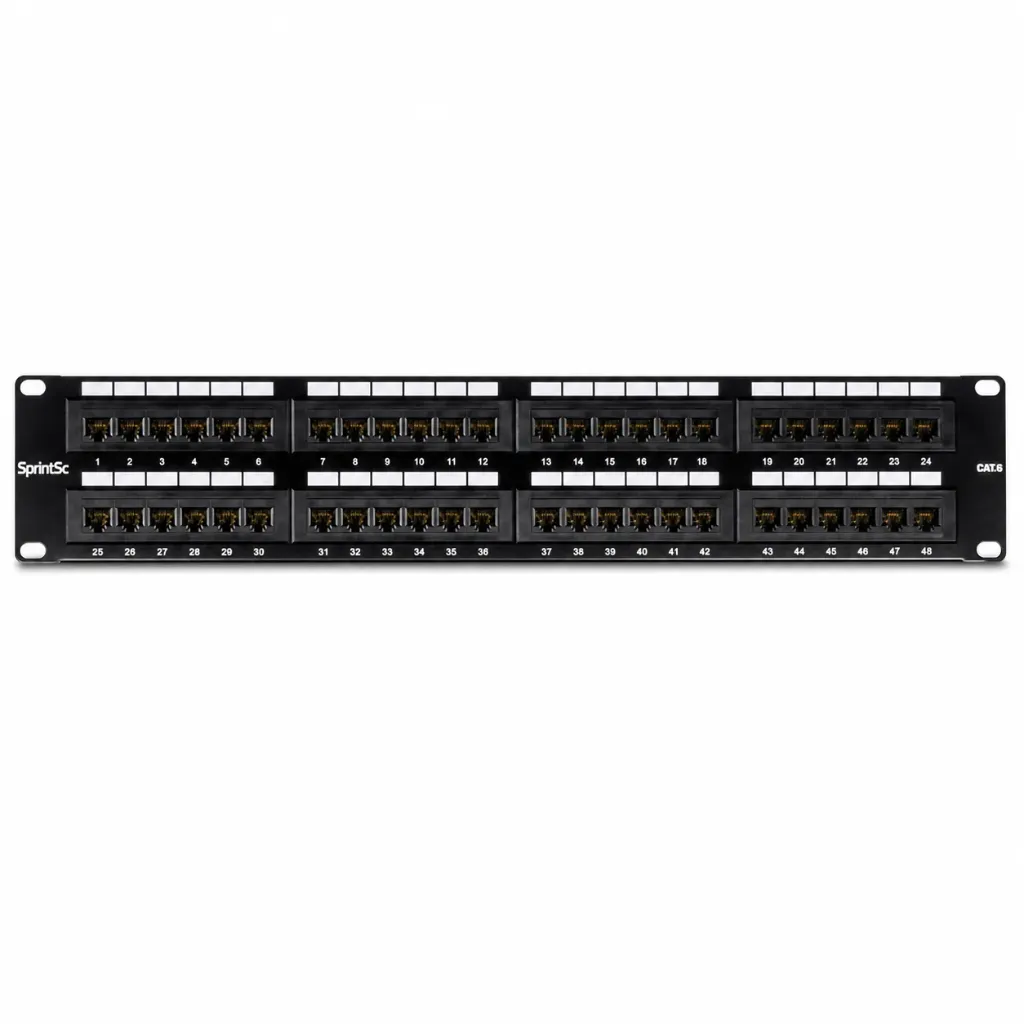 SprintSc, Patch Panel, Cat.6 UTP Modular, Gigabyte PCB, 2U 48 Port (SSR2012P6FMH48A)