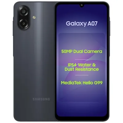 Samsung Galaxy A07, 4G Mobile Phone, Ram 4GB, Storage 64GB, Dual Sim, Black