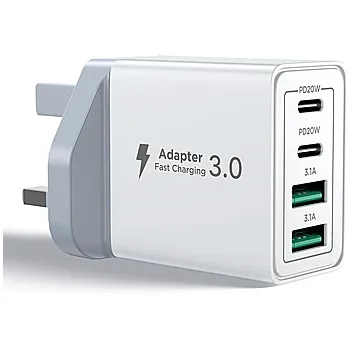 [Sprint Premium] Mobile Charger 40W Adapter, USB C Charger PD 40W 2Port, 3.1A USB 2port, Fast Charger Adapter Multiple Type C Charging Plug for iPhone 16 15 14 13, iPad Pro/Air, Galaxy S24 S23 S22, MacBook Pro/Air, UK Plug