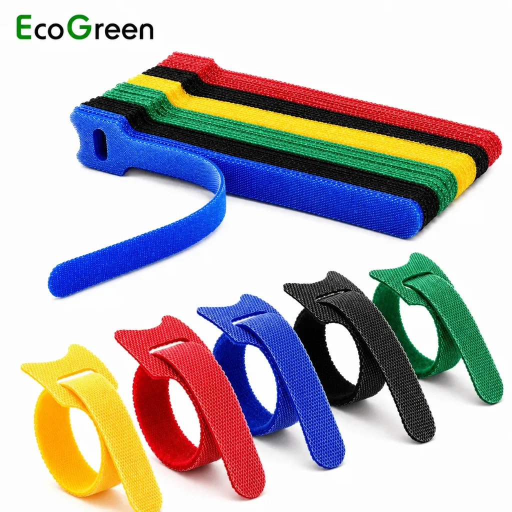 EcoGreen, 60pc Velcro Cable Tie, Bundle network cables, Reusable without damage, Size 120mmx10mm (EGAVCT)