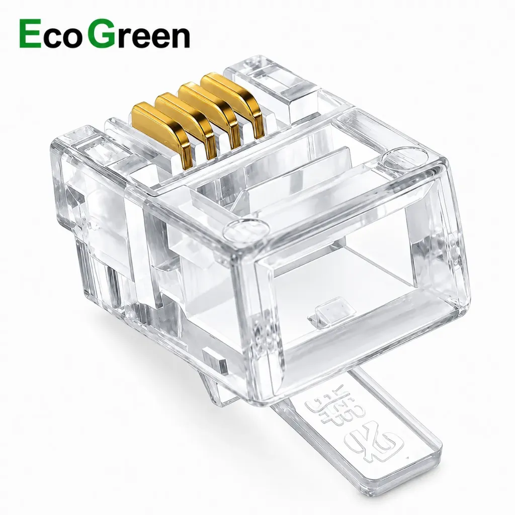 [Sprint Premium] Ecogreen, RJ11 4P4C Modular Telephone Connectors, Phone Cable Plugs for Landline Handset Cord Repair and Crimping (100pc Pack) (EGARC4C_7)