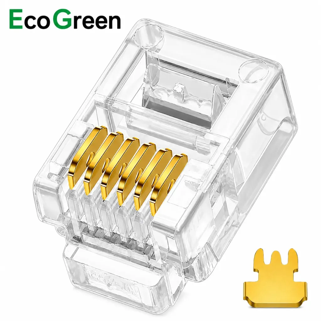 Ecogreen, RJ11 / RJ12 6P6C Connector for Phone Line Cord, (20Pcs Pack) (EGARC6P_8)