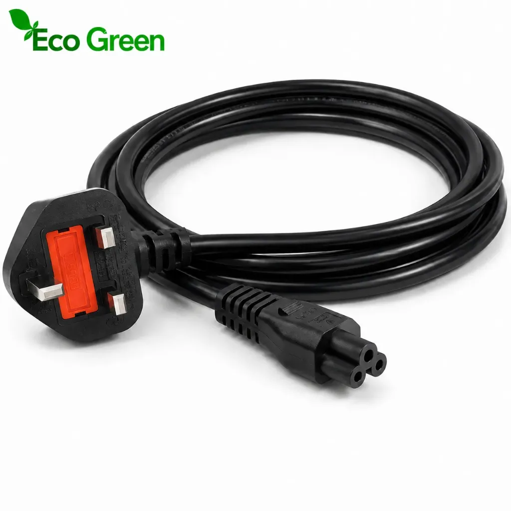 [Sprint Premium] Ecogreen, 3 Pin Power Cable UK Plug, Monitor Power Cable, 1.5m / 5ft 5A 250V - C5 Laptop Lead for Acer, Dell, HP, Sony, Lenovo, Asus (EGA3PC5)