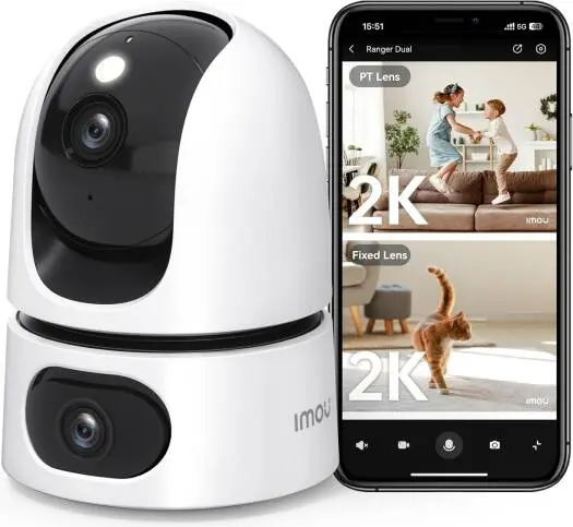 Imou Ranger Dual 6MP Security Camera for Home, HD 2K Baby Monitor, Pet Camera, Dual-Lens WIFI, 355° Views PTZ Home CCTV Camera w/2 Way Audio, Human Detection, Alexa | IPC-S2XP-6M0WED