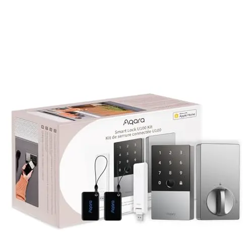 Aqara Smart Lock U100 Kit, with an E1 Hub and 2 NFC Cards, Fingerprint Door Lock, Touchscreen Keyboard, IP65, Compatible with Apple HomeKit, Alexa, Google, IFTTT