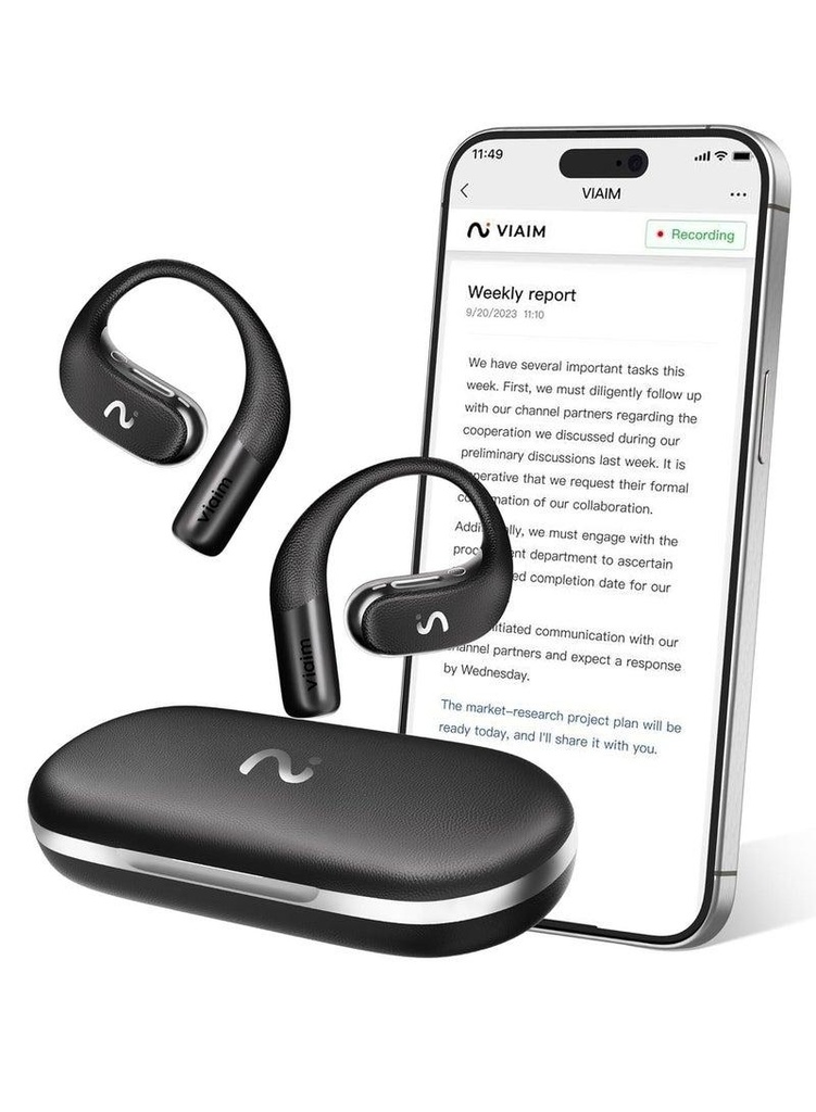 Viaim OpenNote Wireless AI Conference Earbuds with Live Transcription | Black