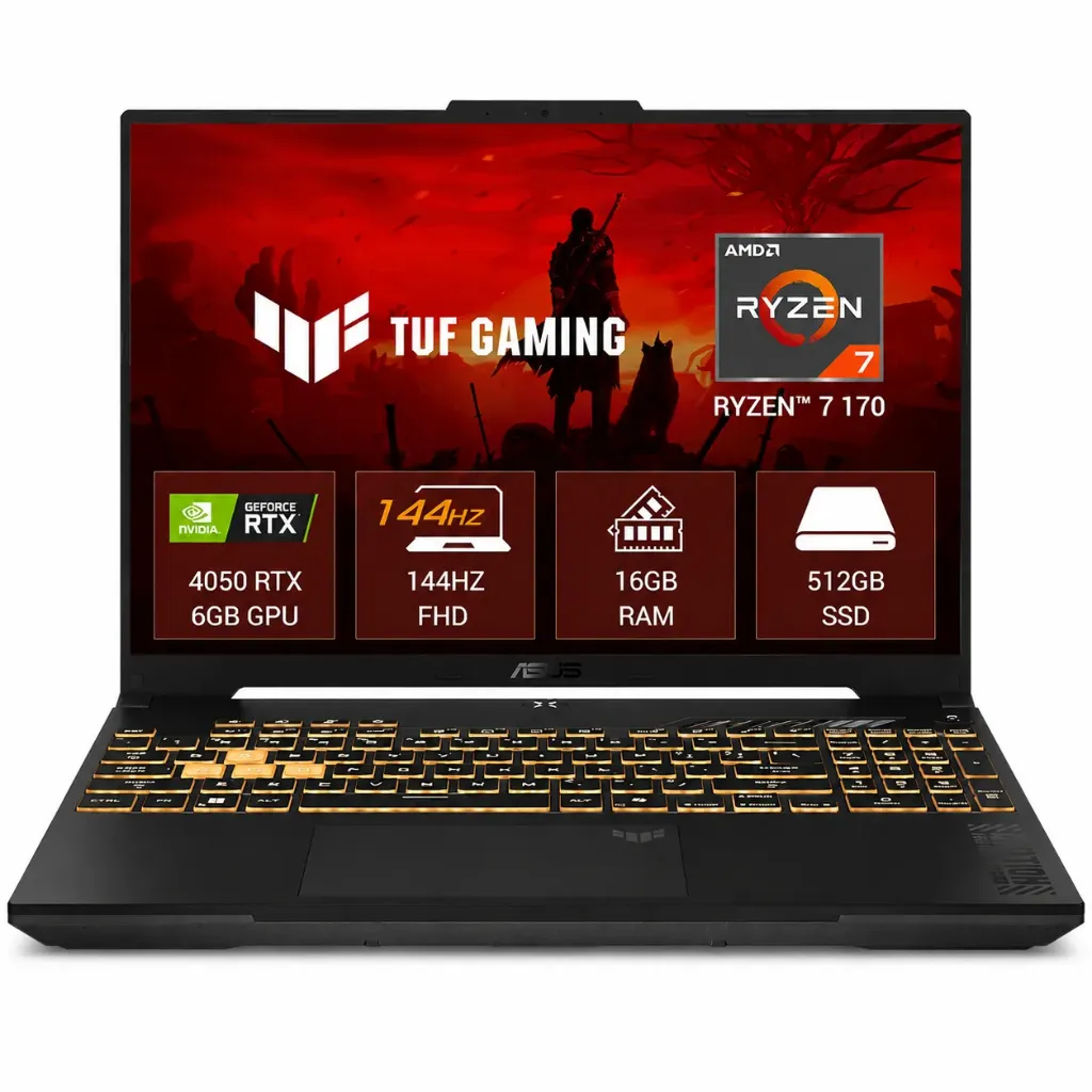 [TUF A16 FA607NUQ] ASUS TUF A16 FA607NUQ, AMD Ryzen 7-170, 16GB DDR5, 512GB SSD, RTX 4050 6GB, 16" WUXGA, Win 11 Home (90NR0QF3-M00CF0)