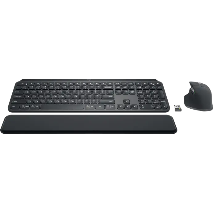 Logitech MX Keys Combo Gen 2, MX Keys Business & MX Master 3S Business, & MX Palm Rest, Bluetooth 5.0+ LE & Logi Bolt USB Receiver, 1500mAh K/B & 500mAh Mouse Batt, US INTL K/B, Graphite