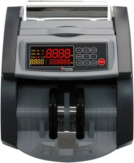 Cassida 5520 UVMG- USA Money Counter with UV/MG/IR Counterfeit Detection, Bill Counting Machine w/ ValuCount, Add and Batch Modes, Large LCD Display & Fast Counting Speed 1,300 Notes/Minute
