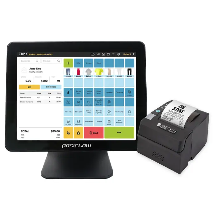 Posiflow Windows Touch POS System with Free Billing Software 3-Inch Autocutter Thermal Printer | Best for Restaurants Retail Shops Supermarkets Grocery Stores,i5-3GEN,8GB RAM,128 SSD,15.5 INCH TOUCH SCREEN