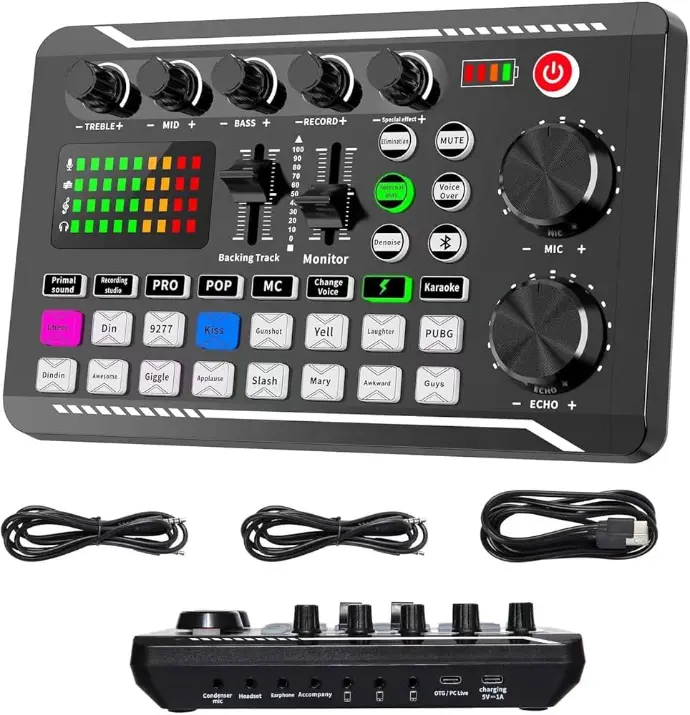 Professional Audio Mixer, Live Sound Card and Audio Interface with DJ Mixer Effects and Voice Changer,Podcast Production Studio Equipment, Prefect for Streaming/Podcasting/Gaming