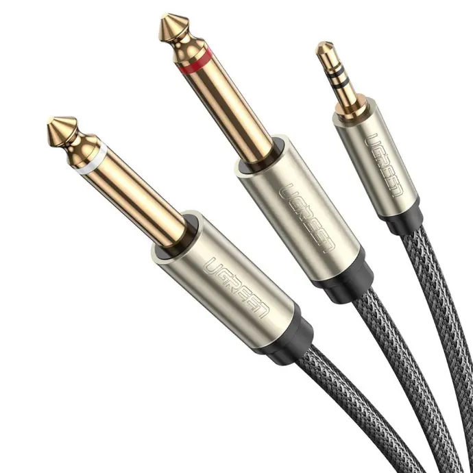 Lvlian AV126 3.5 To Double One Minute Two Adapter Large Two Core Dual Channel Adapter 6.5 Audio Cable-Color:Dark Gray-Length:1.5 M