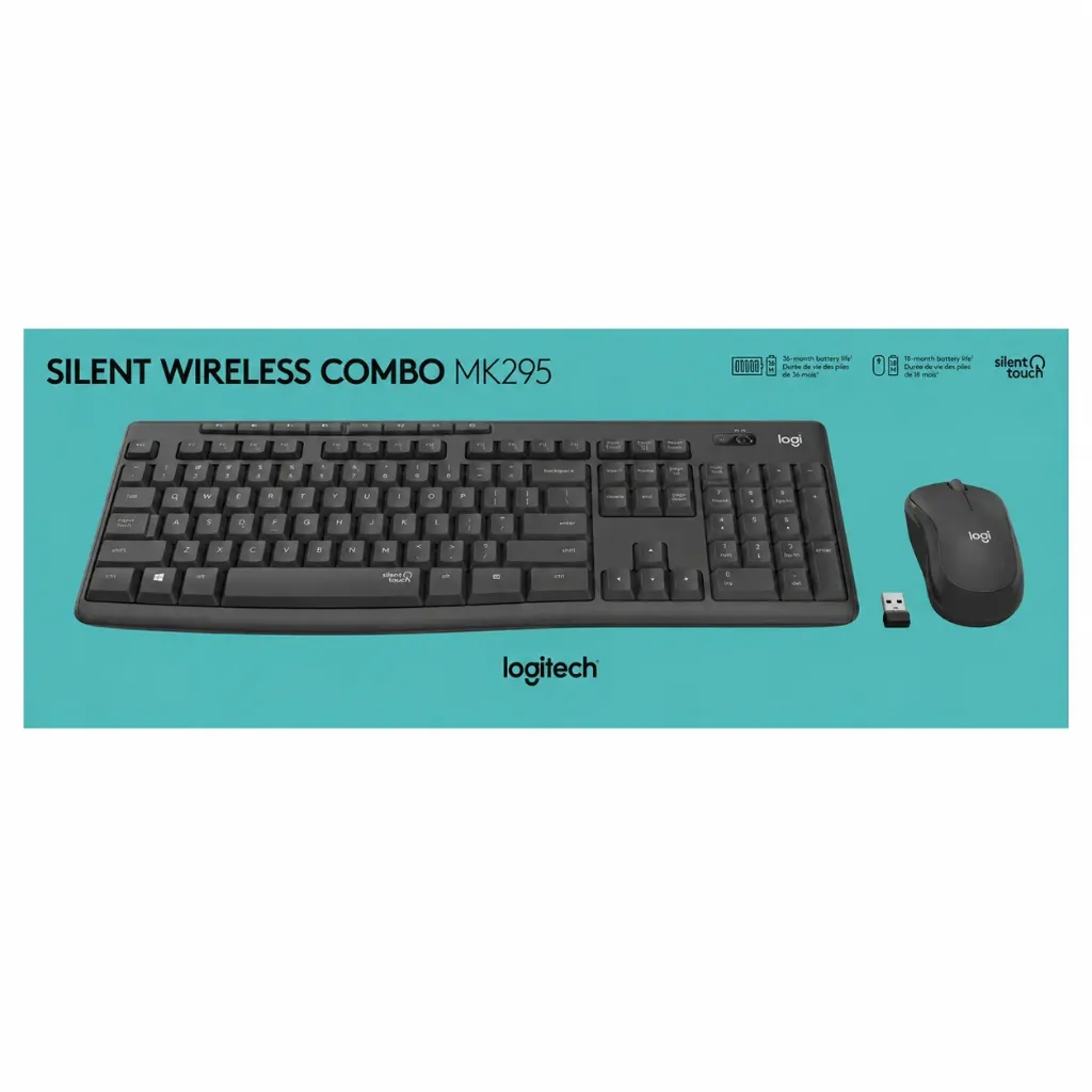 Logitech MK295, Silent Wireless Mouse & Keyboard Combo with Silent Touch Technology, Graphite