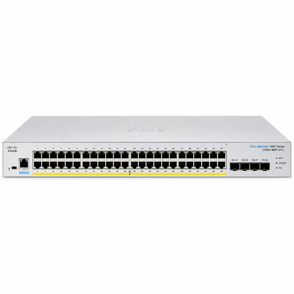 Cisco Network Switch, C1000-48FP-4X-L, 48 Ports with 4x 10g sfp+ uplinks