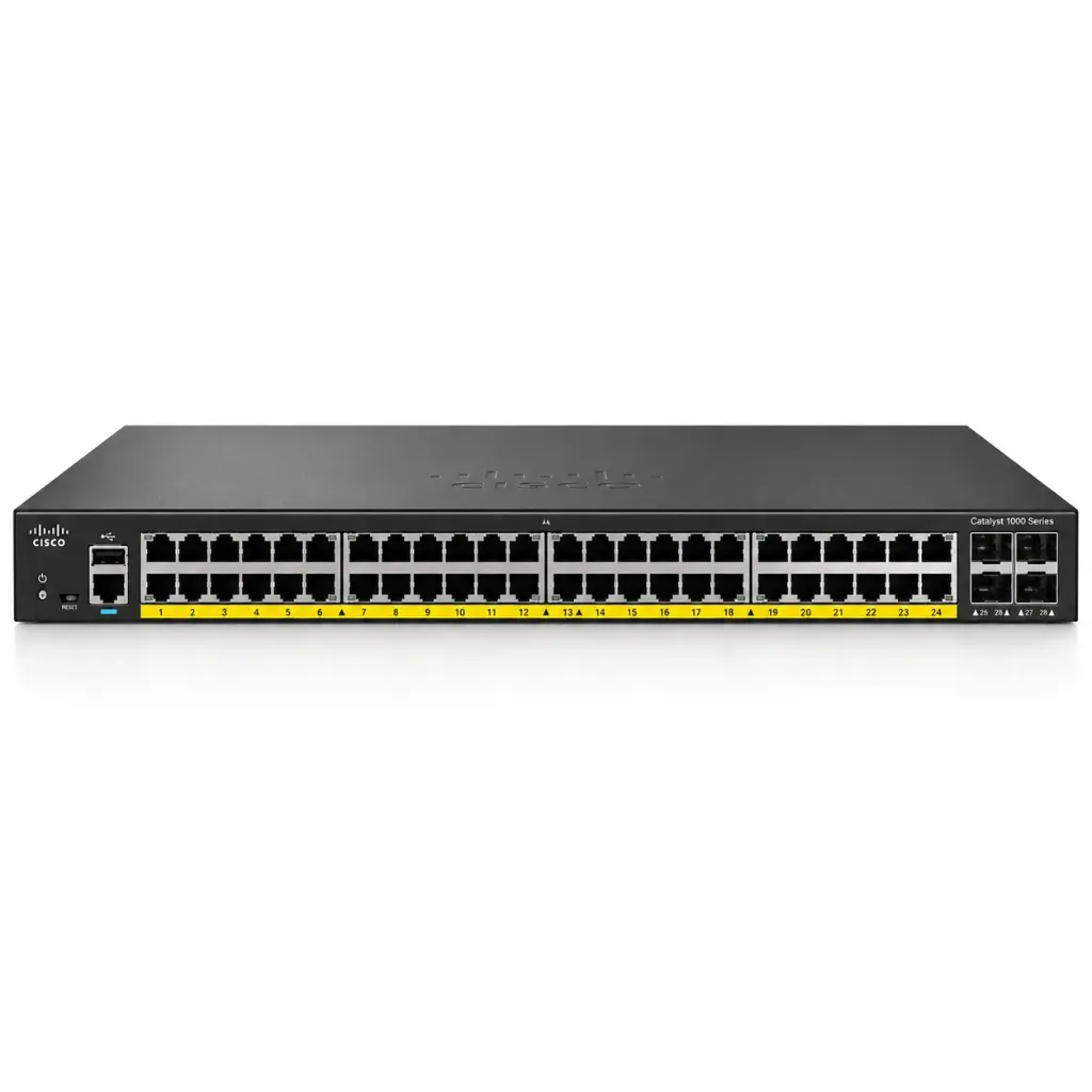 Cisco Network Switch, C1000-48T-4X-L, 48 Ports with 4x 10g sfp+ uplinks.