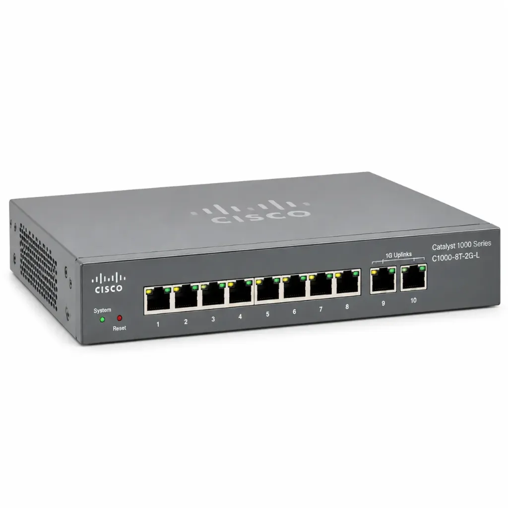 Cisco Network Switch, C1000-8T-2G-L, 8 Ports with 2x 1g uplinks,